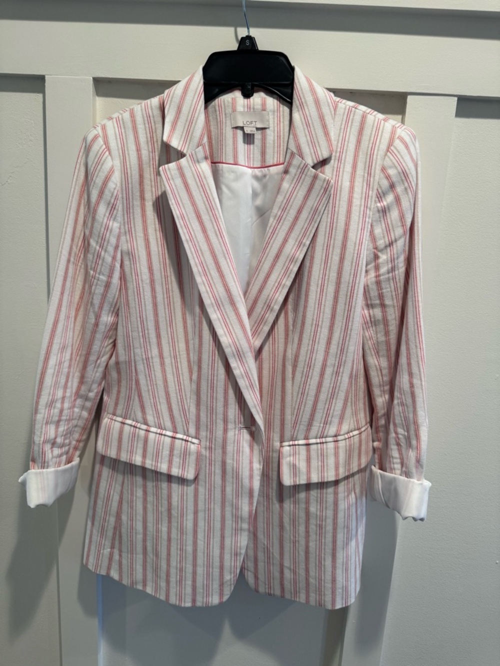 LOFT Linen Blend Striped Blazer